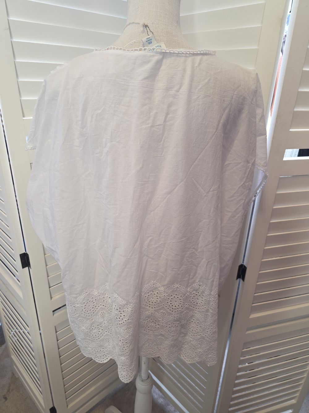 Sundance White Eyelet Cotton Button-Down Blouse 2XL 1498 P2P 29 - Picture 5 of 6